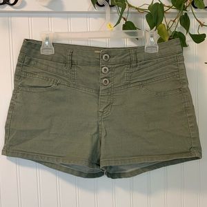 Green high rise shorts